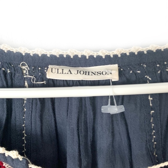 ULLA JOHNSON Boho Acacia Navy Peasant Embroidered Tapestry Blouse Sz 10 - Picture 4 of 7